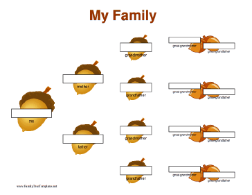 4 Generation Family Tree with Acorns Template