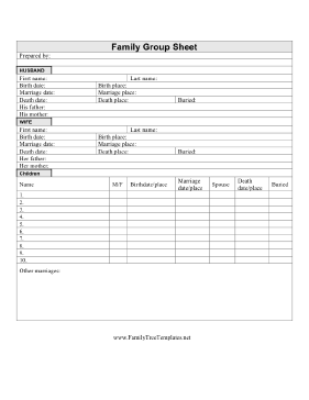 Family Group Sheet Template