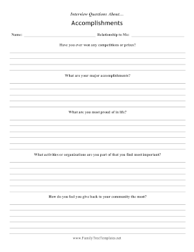 Interview Questions Accomplishments Template