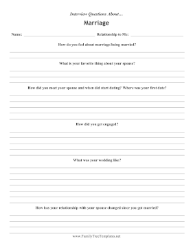 Interview Questions Marriage Template