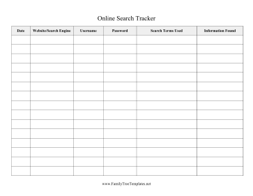 Online Search Tracker Template
