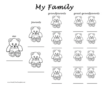 Teddy Bear Ancestors Coloring Page Template