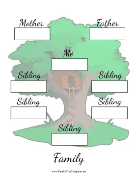 Two Generation Family Tree Five Siblings Template