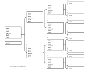 4 Generation Family Tree with Brackets and Vital Statistics