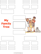 5 Generation Family Tree with Dick and Jane-style Picture
