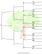 5 Generation Family Tree with Brackets and Colorful Tree - Vertical