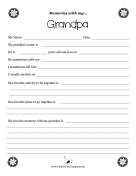 Memories With Grandpa Worksheet
