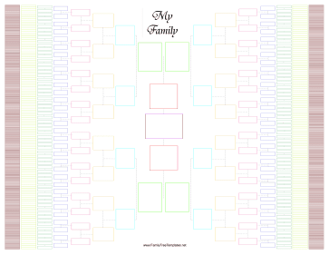 1-Page Colorful 10-Generation Family Tree Template