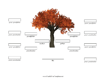 4 Generation Family Tree Autumn Leaves Template