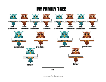 4 Generation Family Tree Owls Template