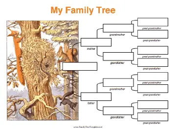4 Generation Family Tree with Squirrels Template