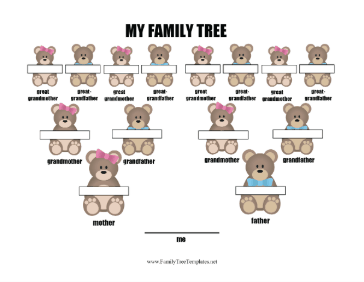 4 Generation Family Tree Teddy Bears Template