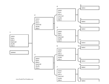 4 Generation Family Tree with Brackets and Vital Statistics Template