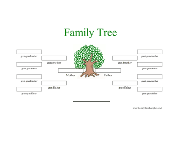 4 Generation Family Tree in Color Template