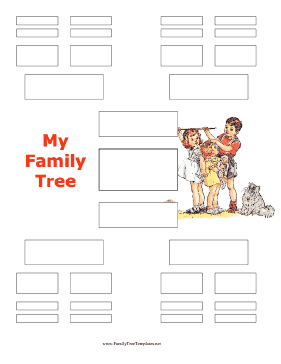 5 Generation Family Tree with Dick and Jane-style Picture Template