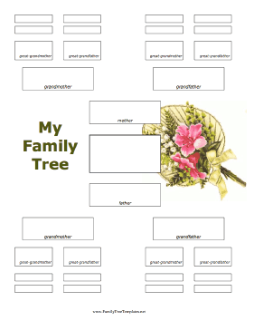 5 Generation Family Tree with Flowers Template