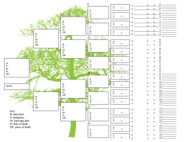 7 Generation Ancestor Chart with Graphic Template