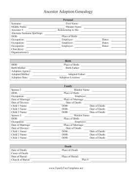 Adoption Genealogy Research Form Template