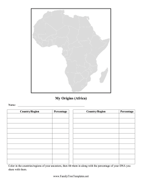 Africa Map Ancestry Template