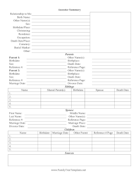 Ancestor Summary With Picture Template