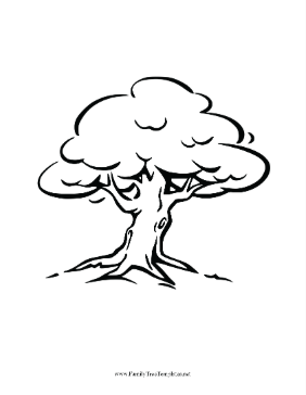 Cartoon Tree Coloring Page Template