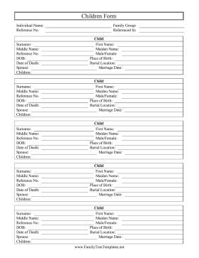 Children Form Template