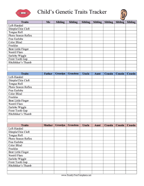 Childs Genetic Traits Tracker Template