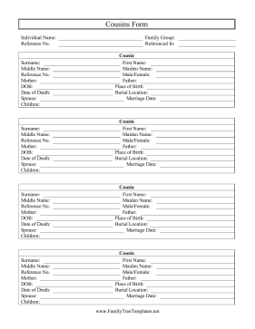 Cousins Form Template