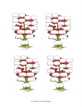 Cute Four Generation Family Trees Set Template
