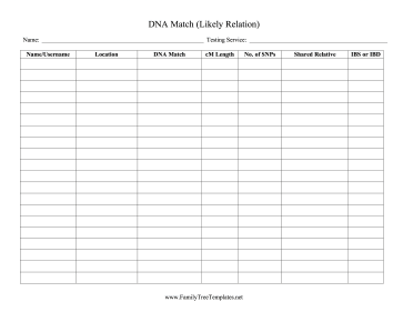 DNA Matches Likely Relation Template