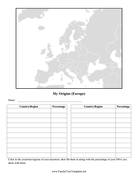 Europe Map Ancestry Template