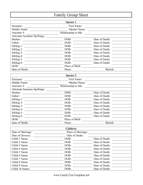 Family Group Sheet-Detailed Template