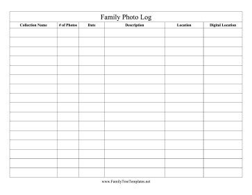 Family Photo Log Template