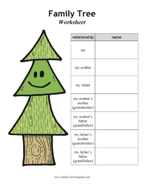 Family Tree Worksheet School Project Template