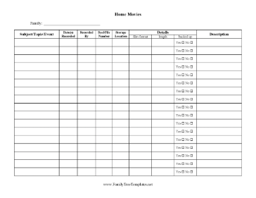 Home Movie Record Template