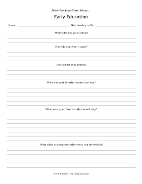 Interview Questions Early Education Template