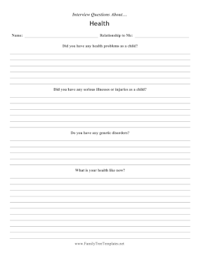 Interview Questions Health Template