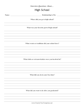 Interview Questions High School Template