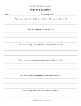 Interview Questions Higher Education Template