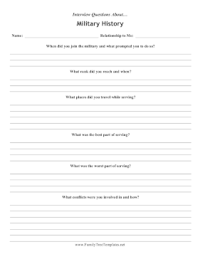 Interview Questions Military History Template