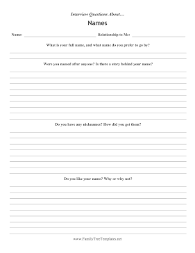 Interview Questions Names Template