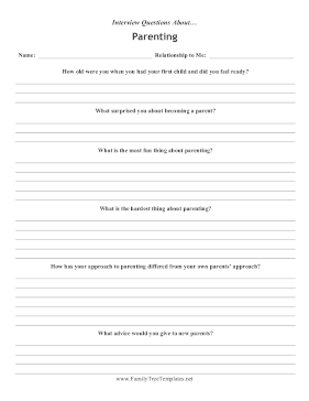 Interview Questions Parenting Template