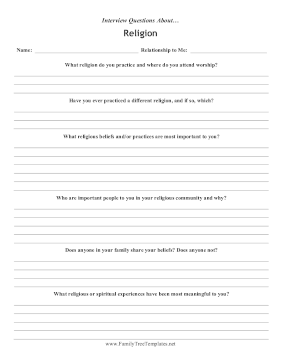 Interview Questions Religion Template
