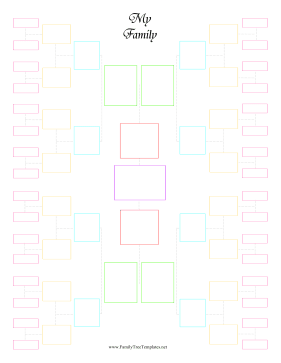 Large 6-Generation Family Tree Color Template