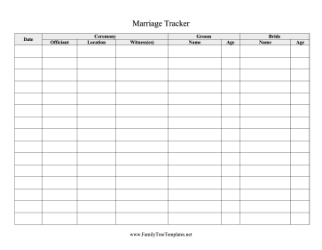 Marriage Tracker Template