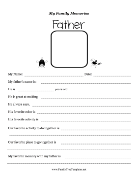 Memories With Father Worksheet Template