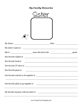 Memories With Sister Worksheet Template