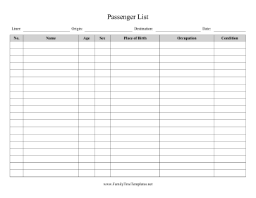 passenger list