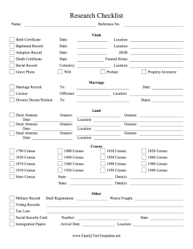 Research Checklist Template