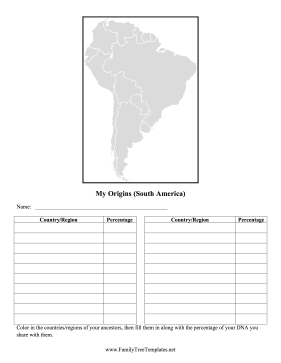 South America Map Ancestry Template